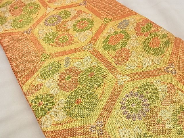 平和屋着物◎佐賀錦 六通柄袋帯 亀甲花文 金銀糸 やまとオリジナル 逸品 BAAF8663qt