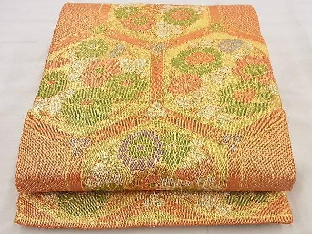 平和屋着物◎佐賀錦 六通柄袋帯 亀甲花文 金銀糸 やまとオリジナル 逸品 BAAF8663qt