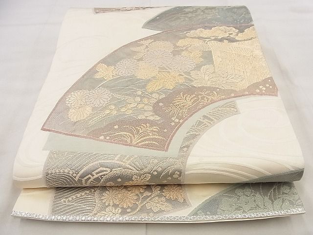 平和屋着物◎六通柄袋帯 唐織 地紙重ね花文 金糸 逸品 BAAF8694qt
