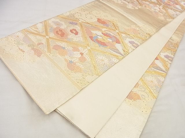 平和屋着物◎六通柄袋帯 唐織 双鳥花文 金糸 逸品 BAAF8722qt