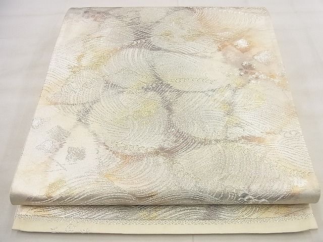 平和屋着物◎西陣 六通柄袋帯 立波文 銀糸 引箔 逸品 BAAF8734qt