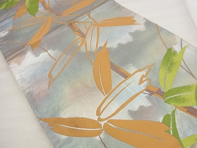 平和屋着物◎六通柄袋帯 唐織 枝葉文 引箔 逸品 BAAF8756qt