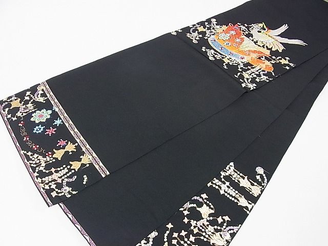 平和屋本店●極上 龍村平蔵製 本袋帯 千代の冠錦 黒地 金銀糸 逸品 DZAA1101kh4