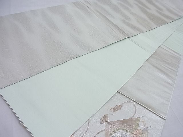 平和屋着物◎太鼓柄袋帯 駒刺繍 扇面花文 金糸 逸品 BAAF7604ea