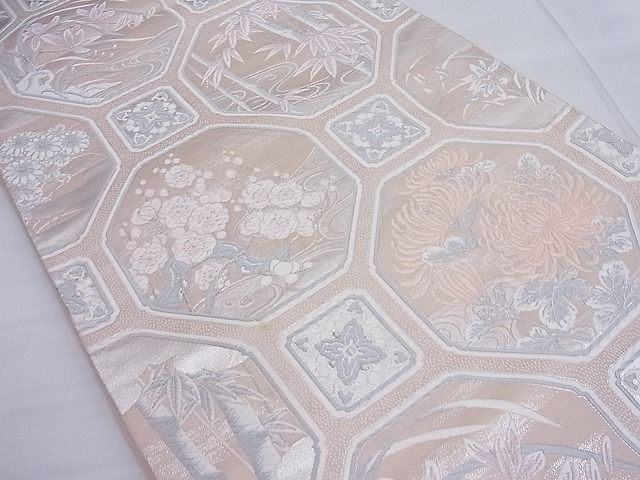 平和屋着物◎六通柄袋帯 唐織 蜀江花文 銀糸 逸品 BAAF7612ea