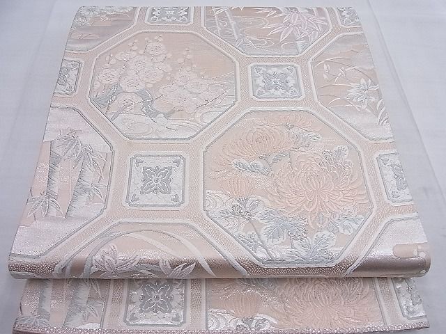 平和屋着物◎六通柄袋帯 唐織 蜀江花文 銀糸 逸品 BAAF7612ea