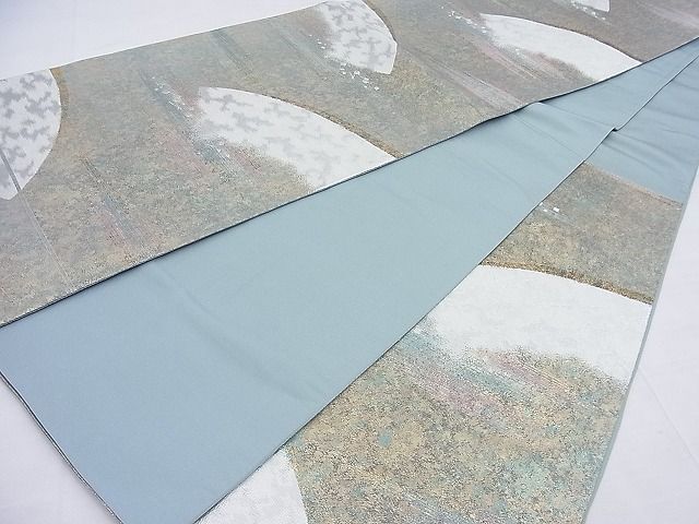 平和屋着物◎六通柄袋帯 地紙文 銀糸 逸品 BAAF4541ea