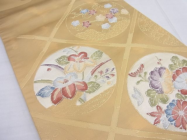 平和屋着物◎太鼓柄袋帯 唐織 花丸文 逸品 BAAF7659ea