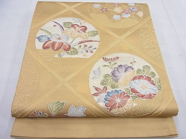 平和屋着物◎太鼓柄袋帯 唐織 花丸文 逸品 BAAF7659ea