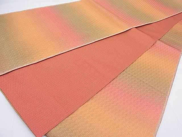 平和屋着物◎全通柄袋帯 霞文 金通し地 逸品 BAAF4584ea