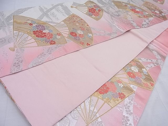 平和屋着物◎六通柄袋帯 唐織 扇面花文 金銀糸 逸品 BAAF4594ea