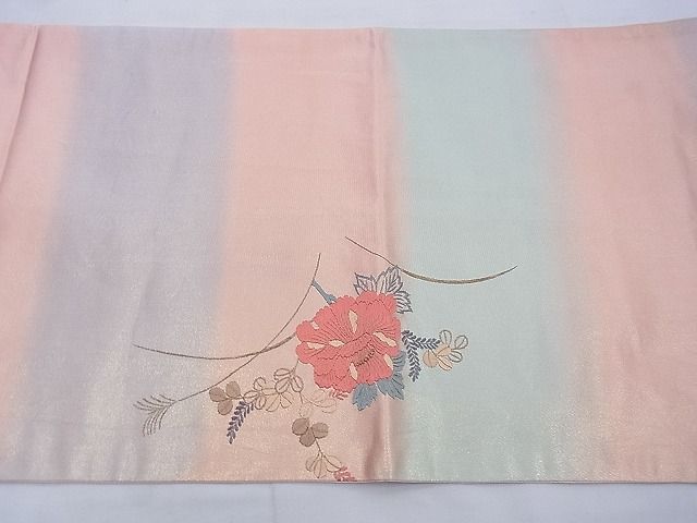 平和屋着物◎太鼓柄袋帯 刺繍 花籠文 金糸 逸品 BAAF4202xa