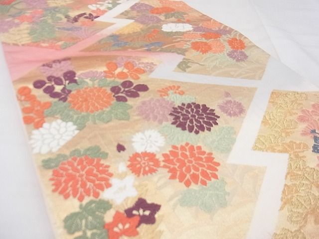 平和屋着物◎六通柄袋帯 唐織 松皮菱花文 金糸 逸品 BAAF4239xa