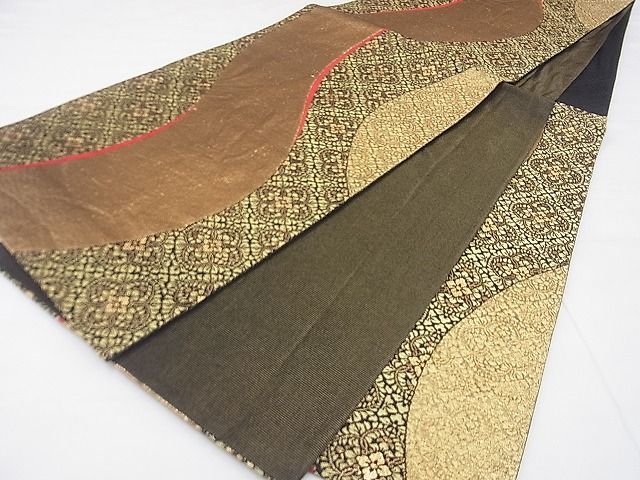 平和屋着物◎六通柄袋帯 草花文 金糸 逸品 BAAF4246xa