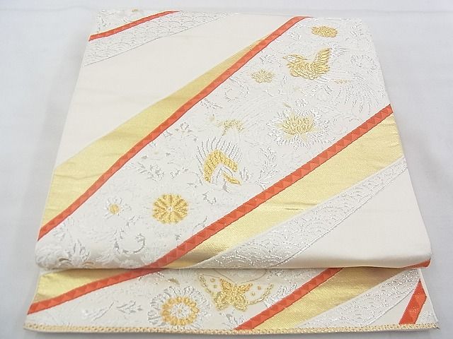 平和屋着物◎六通柄袋帯 唐織 花蝶唐草文 金銀糸 逸品 BAAF4290xa