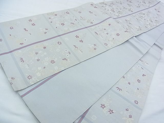 平和屋着物◎六通柄袋帯 ふくれ織 四季草花文 金糸 逸品 BAAF7505wk