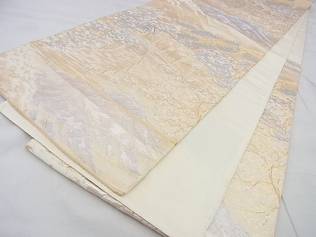 平和屋着物◎六通柄袋帯 名勝風景文 金糸 逸品 BAAF4389xa