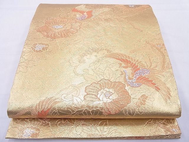 平和屋着物◎佐賀錦 六通柄袋帯 更紗鳳凰花文 金銀糸 逸品 BAAF5484cm