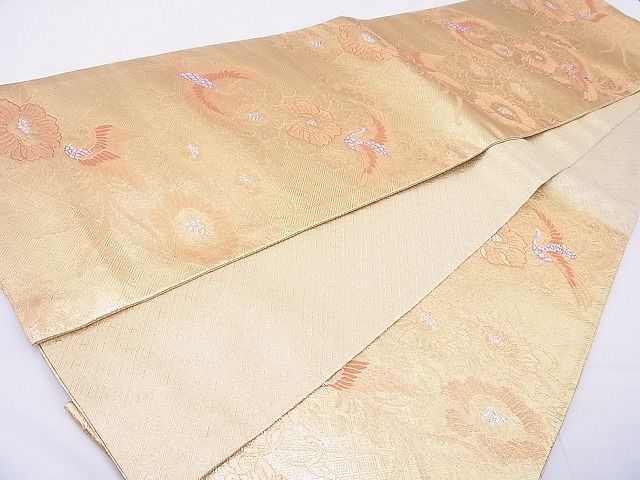 平和屋着物◎佐賀錦 六通柄袋帯 更紗鳳凰花文 金銀糸 逸品 BAAF5484cm