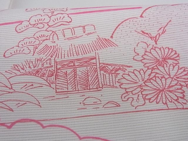 平和屋着物■夏物 小紋 絽 雲取り風景文 洗える着物 AAAH7202Acs