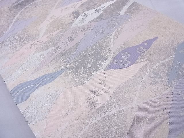 平和屋着物◎六通柄袋帯 遠山草花文 金糸 逸品 BAAG1615cm