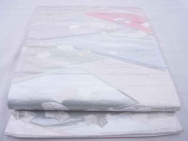 平和屋着物◎西陣 六通柄袋帯 唐織 地紙吉祥文 輝彩錦 銀糸 逸品 BAAE8707cm