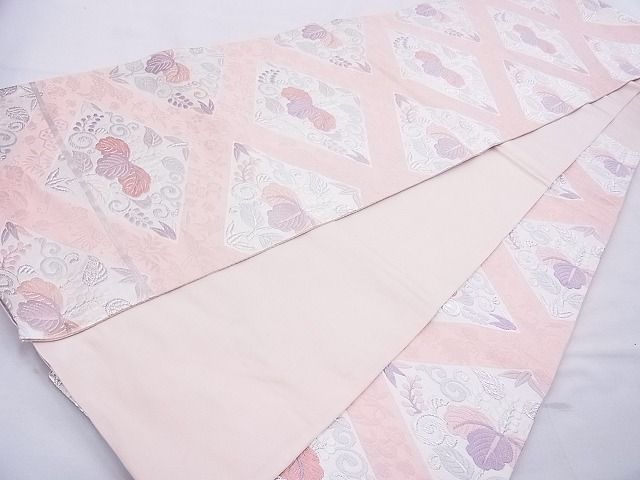 平和屋着物◎六通柄袋帯 唐織 花菱文 銀糸 逸品 BAAE8750cm