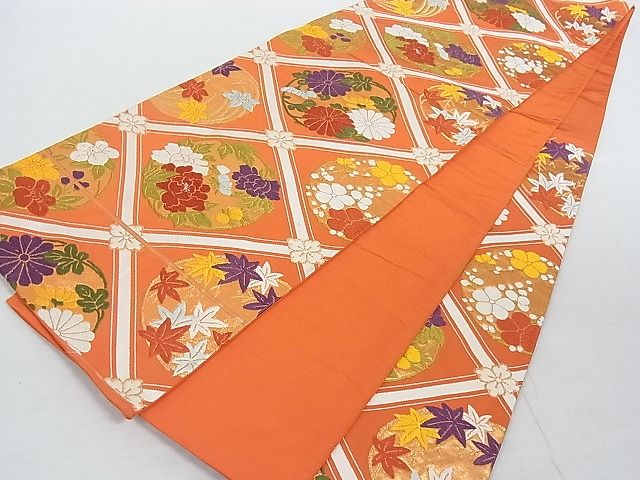 平和屋着物◎六通柄袋帯 唐織 花菱文 金糸 正絹 逸品 AAAH5812Ast