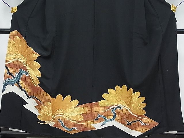 平和屋着物■豪華黒留袖 駒刺繍 枝松文 金彩 逸品 CAAD5273nb