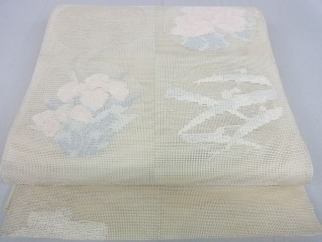 平和屋着物■夏物 六通柄袋帯 花丸文 銀糸 逸品 DAAF1114az