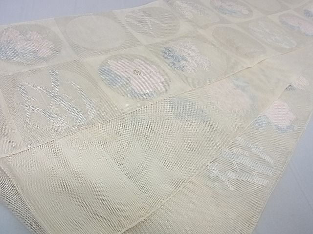 平和屋着物■夏物 六通柄袋帯 花丸文 銀糸 逸品 DAAF1114az