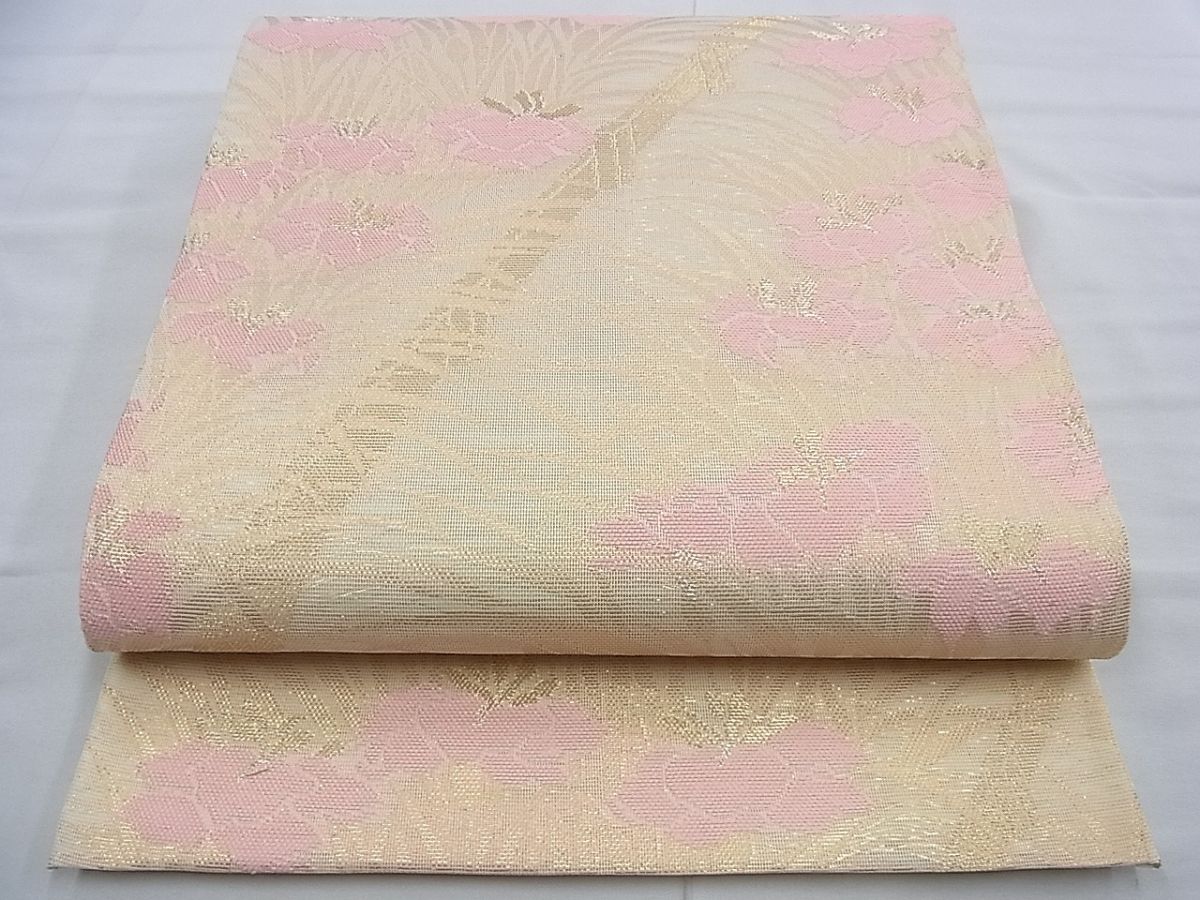 平和屋着物■夏物 六通柄袋帯 唐織 杜若 金糸 逸品 BAAF3086du