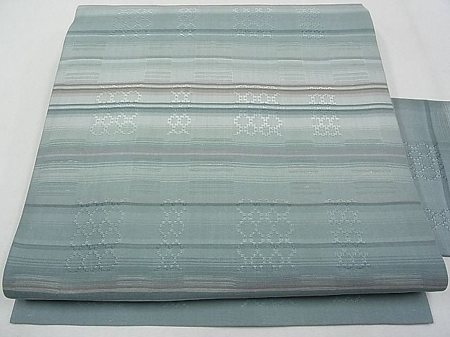 期間限定セール30%off■希少 沖縄県最高級織物 夏物 首里花倉織 首里織 花織・絽織・紗織 九寸名古屋帯 横段文 銀糸 CYAA0239s4