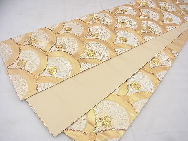 平和屋着物■六通柄袋帯 唐織 宝相華青海波 金糸 逸品 BAAF3701fk