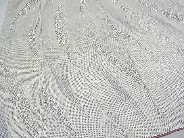 平和屋本店●極上 本場大島紬 白大島紬 桑原織物 二代目 桑原啓之介 9マルキ 七宝よろけ縞 ますいわ屋扱い 証紙付き 逸品 CYAA0259s4