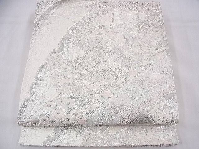 平和屋着物◎六通柄袋帯 唐織 源氏車縫調文 プラチナ箔 逸品 BAAF3750fk
