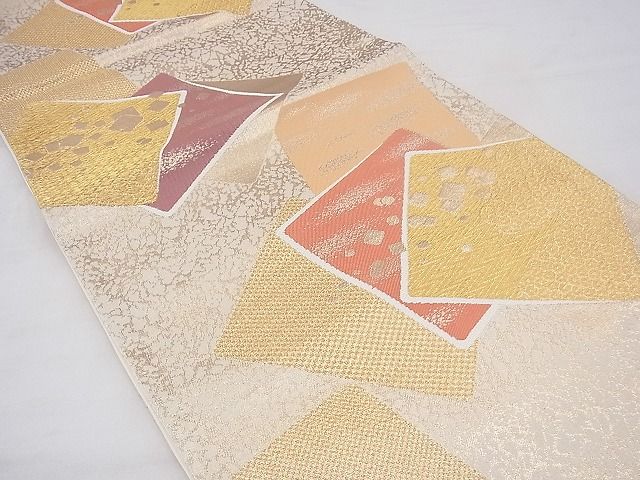 平和屋着物◎六通柄袋帯 色紙箔散らし文様 金糸 逸品 BAAF3749fk