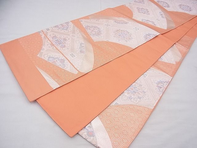 平和屋着物◎六通柄袋帯 唐織 有職地紙文様 銀糸 逸品 BAAF3761fk
