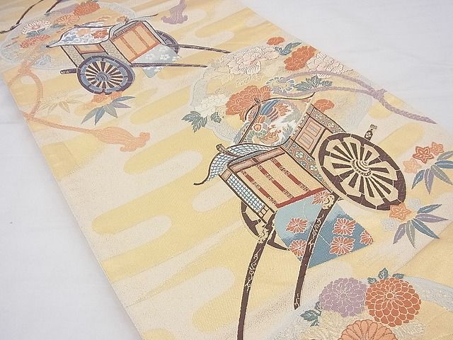 平和屋着物◎六通柄袋帯 唐織 花鏡彩車文 逸品 BAAF3790fk