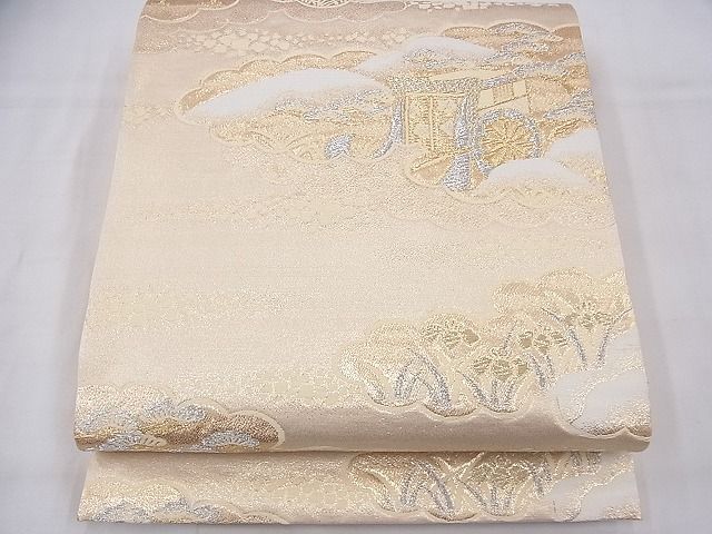 平和屋着物◎六通柄袋帯 唐織 雲取り風景文 金銀糸 逸品 BAAF3870fk