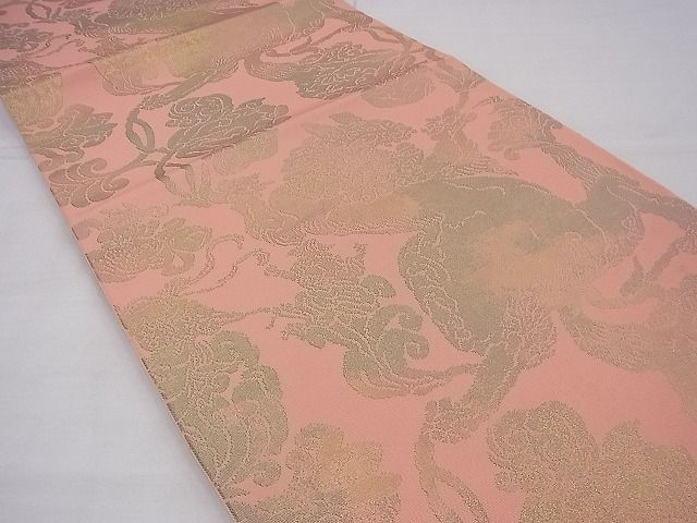 平和屋着物◎全通柄 本袋帯 更紗花文 唐獅子 逸品 BAAF3889fk