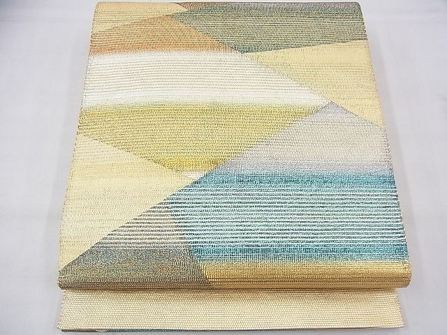平和屋着物◎西陣 佐賀錦 太鼓柄袋帯 切嵌文様 金銀糸 逸品 BAAF3912fk