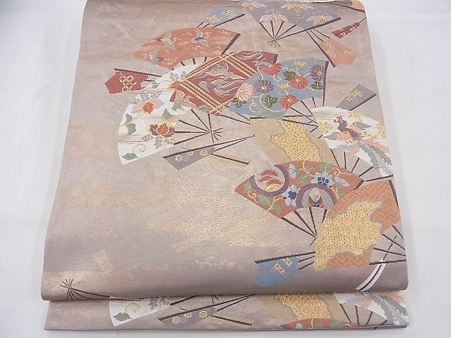 平和屋着物◎六通柄袋帯 唐織 扇面散らし 金銀糸 三越扱い 逸品 BAAF3920fk