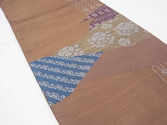 平和屋着物◎太鼓柄袋帯 名物裂花文 逸品 BAAF3937fk