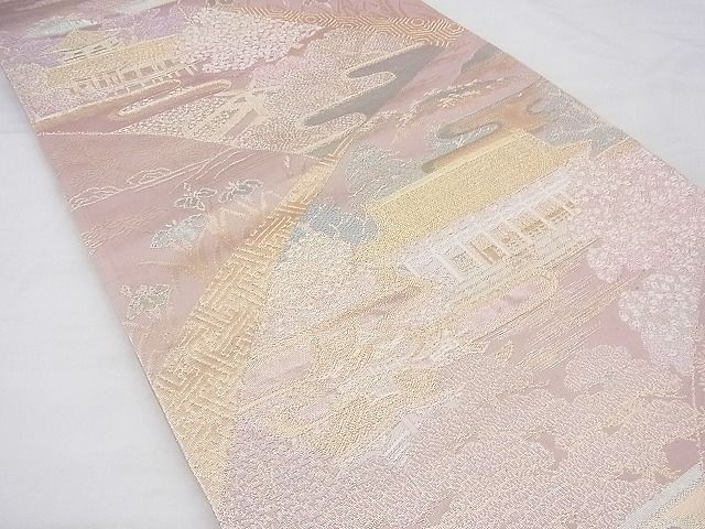 平和屋着物◎六通柄袋帯 唐織 京名所風景文 金銀糸 逸品 BAAF3954fk