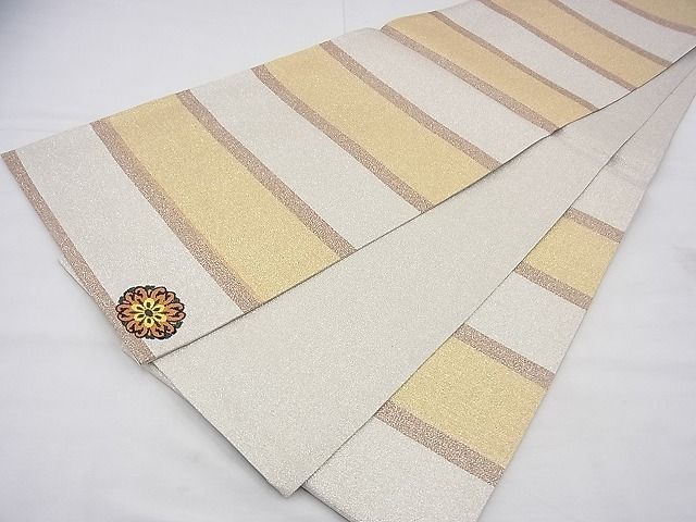 平和屋着物◎六通柄袋帯 綴れ 横段文 金銀糸 逸品 BAAF3953fk