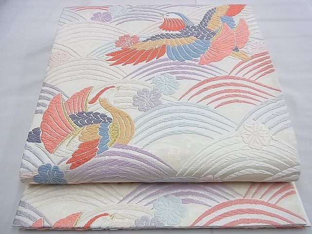 平和屋着物◎六通柄袋帯 鴛鴦花文 金銀糸 逸品 BAAF9377du