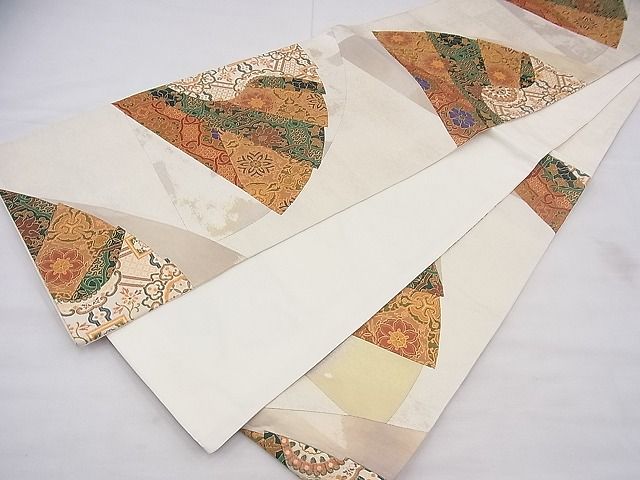 平和屋着物◎六通柄袋帯 唐織 切嵌 正倉院檜扇文 逸品 BAAG1206fk