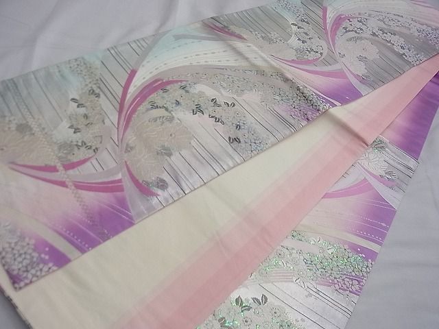 平和屋着物◎六通柄袋帯 唐織 束ね熨斗花文 銀糸 逸品 BAAF6858ow