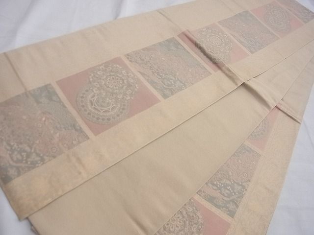 平和屋着物◎六通柄 本袋帯 格天井正倉院文 金糸 逸品 BAAF6865ow